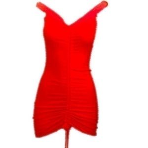 Red Sleeveless cold Shoulder Dress